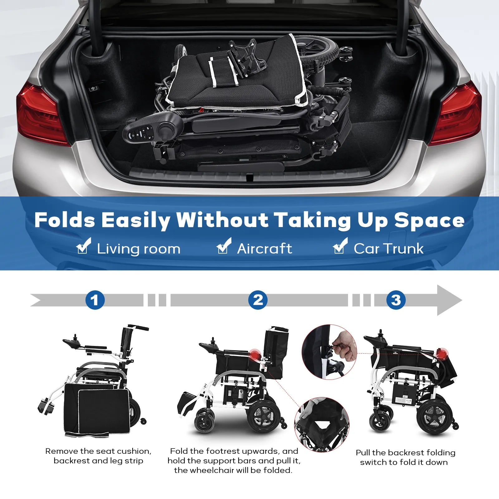 electiic foldable wheelchair #black color