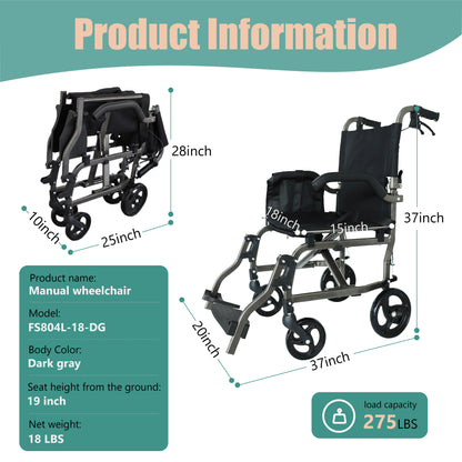 Ultra-Light Folding Travel Wheelchair with Compact Design
