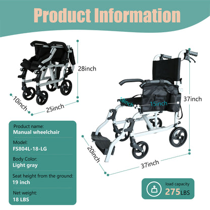 Ultra-Light Folding Travel Wheelchair with Compact Design