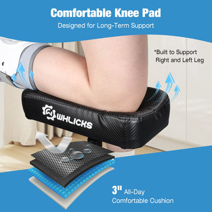 Comfortable knee pad with WHLICHS branding on a blue background