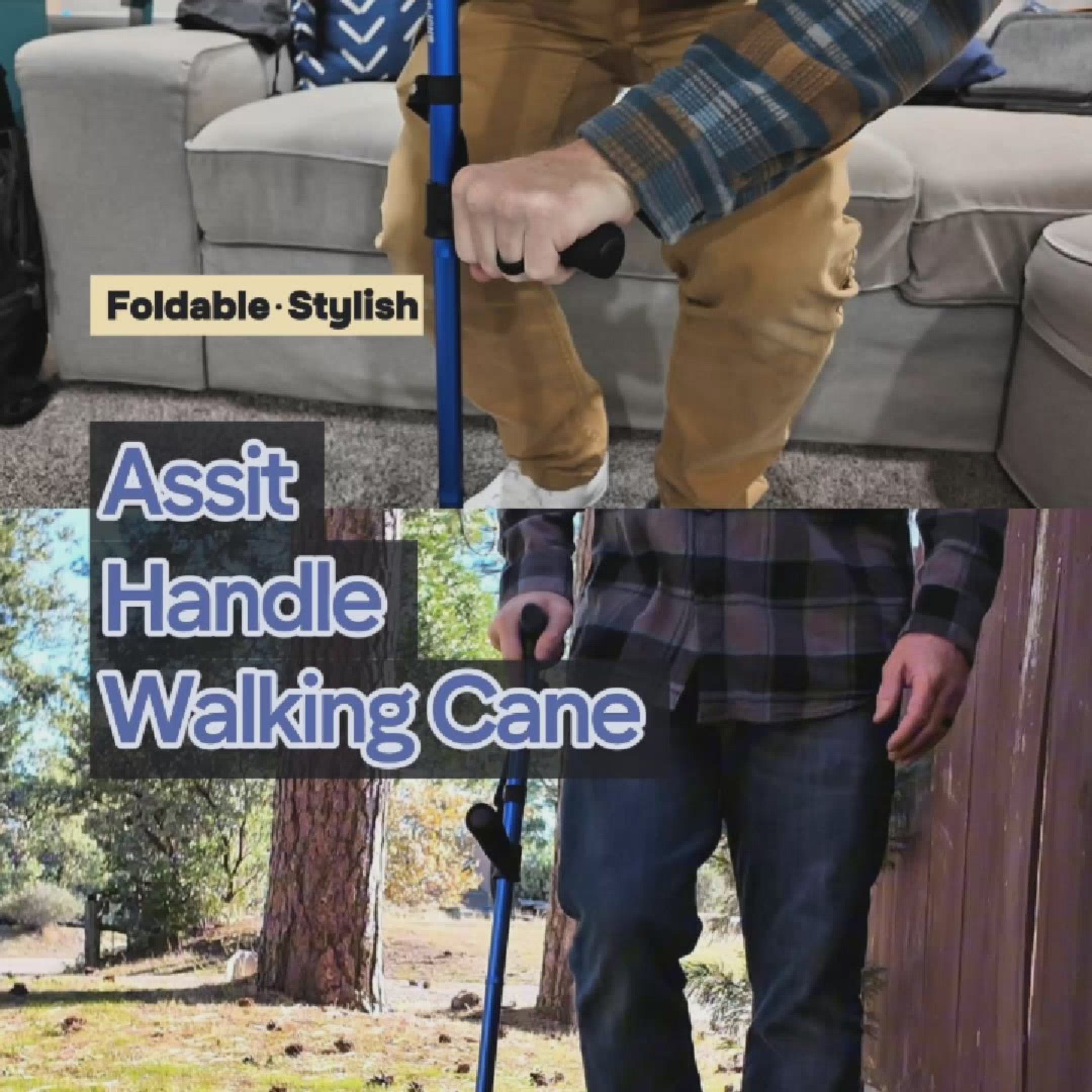 Assist Handle Walking Cane – Foldable, Stylish, 3 Colors for Everyone