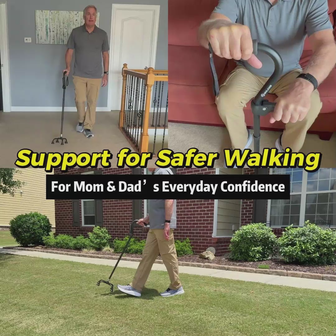 Premium All-Terrain Quad Cane with Ergonomic Grip & Stable Base