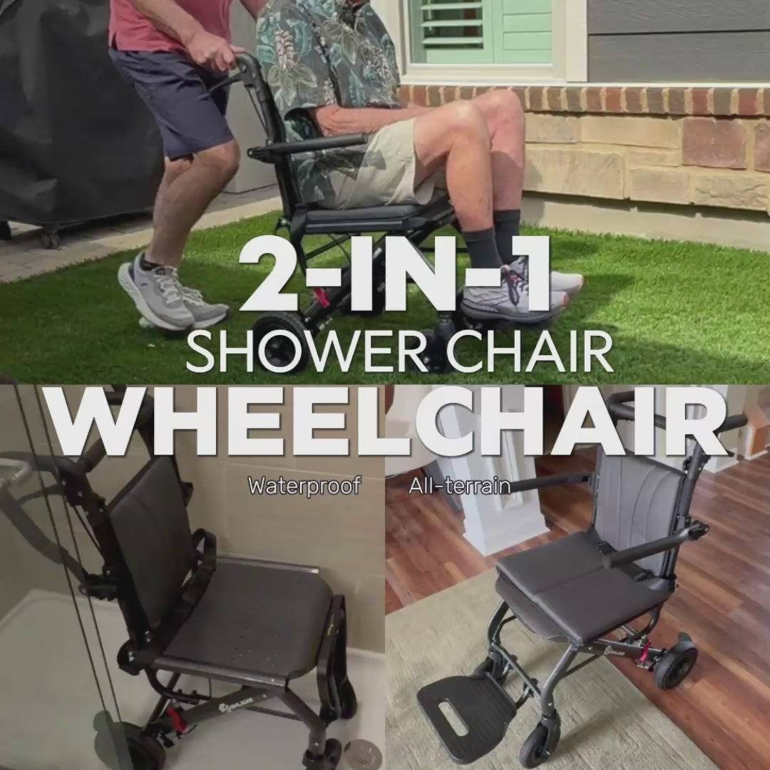 2-in-1 Transport Wheelchair & Shower Chair