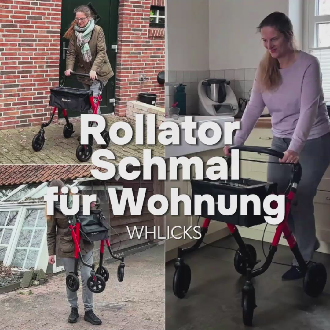 Lightweight Rollator Walker with Soft Wheels & Adjustable Height
