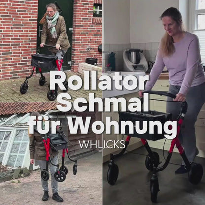 Lightweight Rollator Walker with Soft Wheels & Adjustable Height