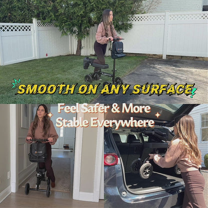 All Terrain Knee Scooter for Adults – Foldable Knee Walker for Foot & Ankle Injury Recovery