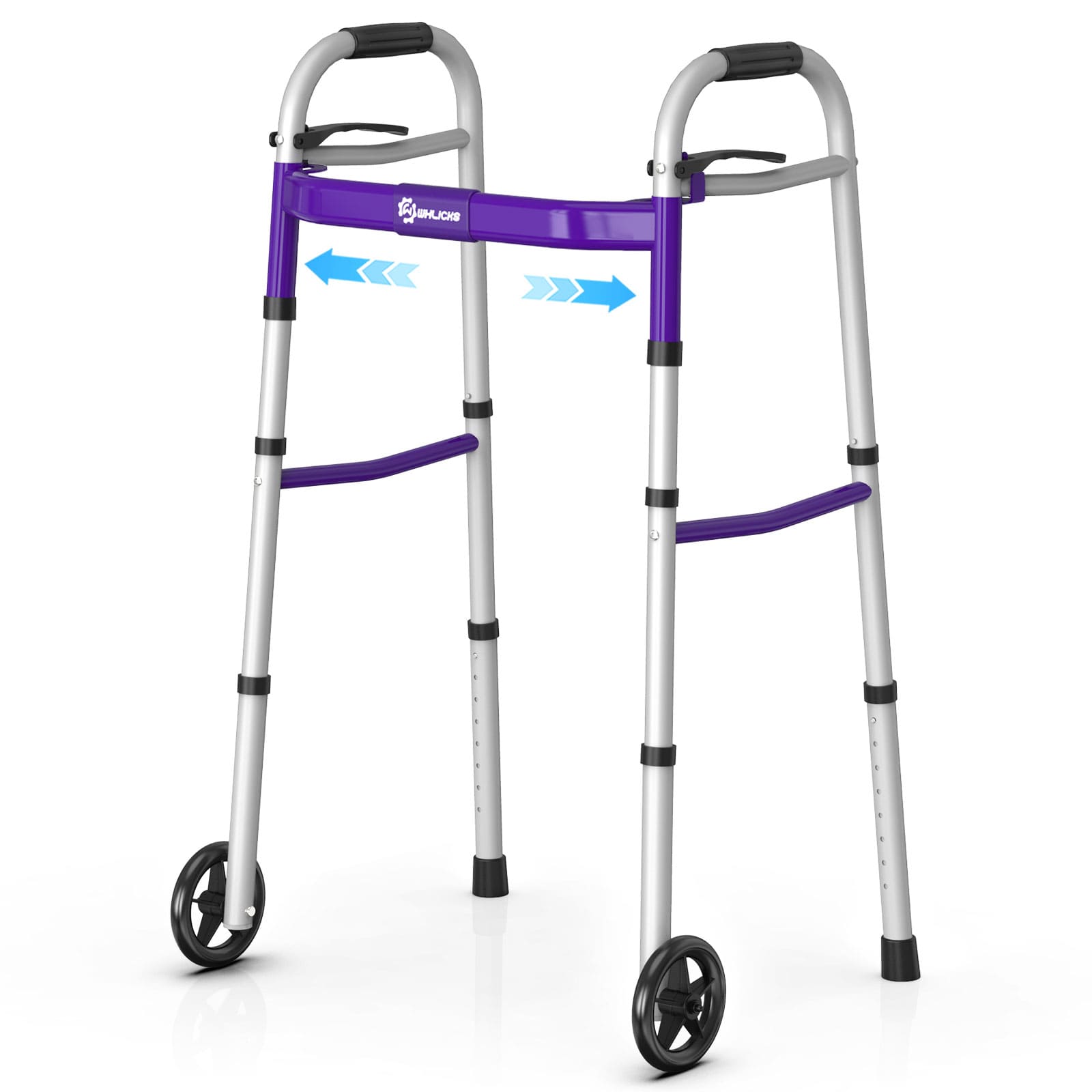 Narrow Folding Walker with Wheels – Lightweight Adjustable Aluminum Walker for Seniors & Disabled