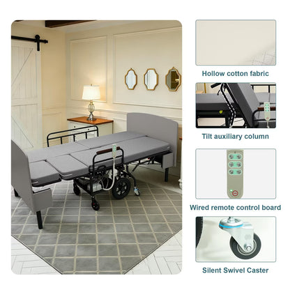 3-in-1 Electric Nursing Bed for Seniors with Wheelchair & Stretcher